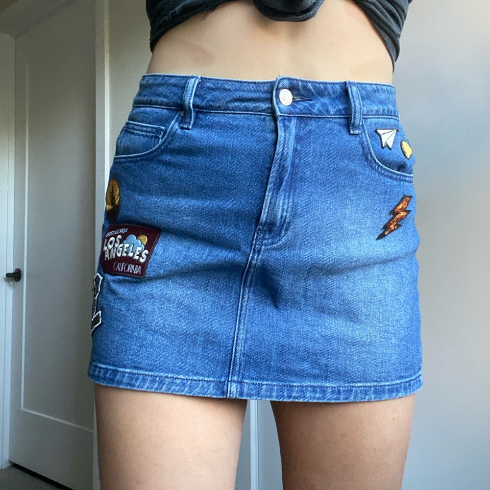 Denim Skirt With Patches